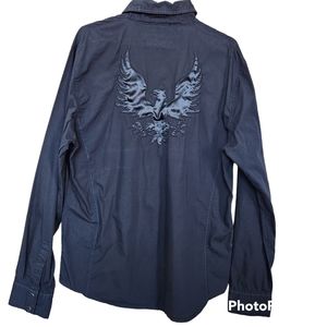 Buffalo David Bitton Mens Black Long Sleeve Pearl Snap Tailored Western Shirt XL